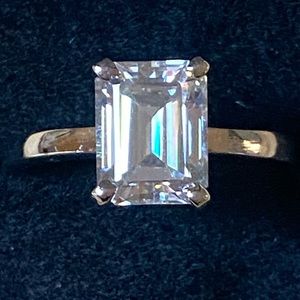 Genuine 2 Carat Moissanite Emerald Step Cut Ring size 7